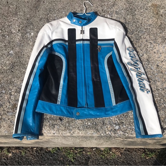 Baby Phat Jackets & Blazers - Baby Phat Y2K Vintage Leather Moto Jacket Cafe Racer Motorcycle Spellout Womens